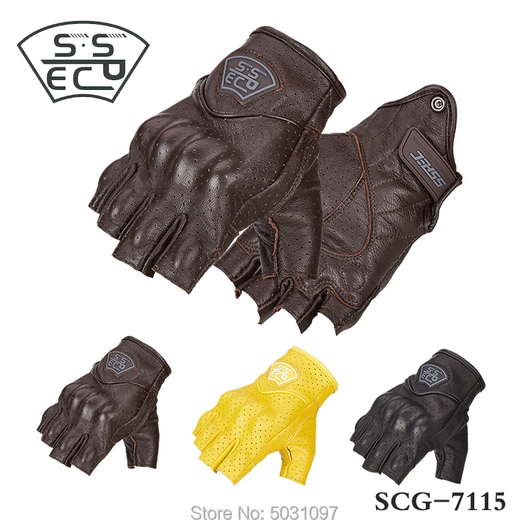 

Free shipping SSPEC motorcycle riding protection gloves half fingers moto sports daily cycling glove leather knight protective