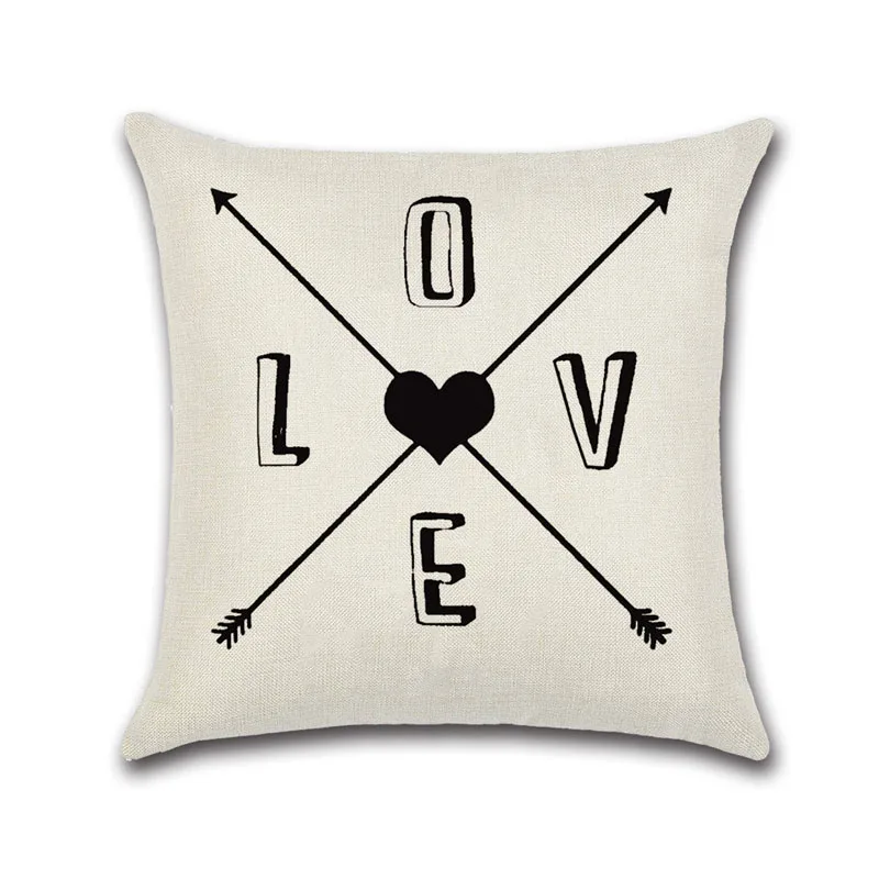 Чехол для подушки YWZN Black and White Simple Decorative Pillowcases Letters Cotton Linen Pillow Case Geometry Pillowcase куссенслуп альмоада он.