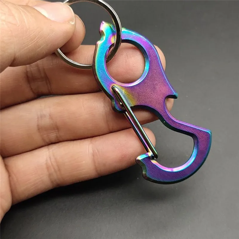 multicolor Брелок для ключей из нержавеющей стали, автомобильный брелок, карабин, зажим, открывалка для бутылок, аварийный инструмент для выживания, аксессуары для кемпинга, альпинизма - Цвет: multicolor