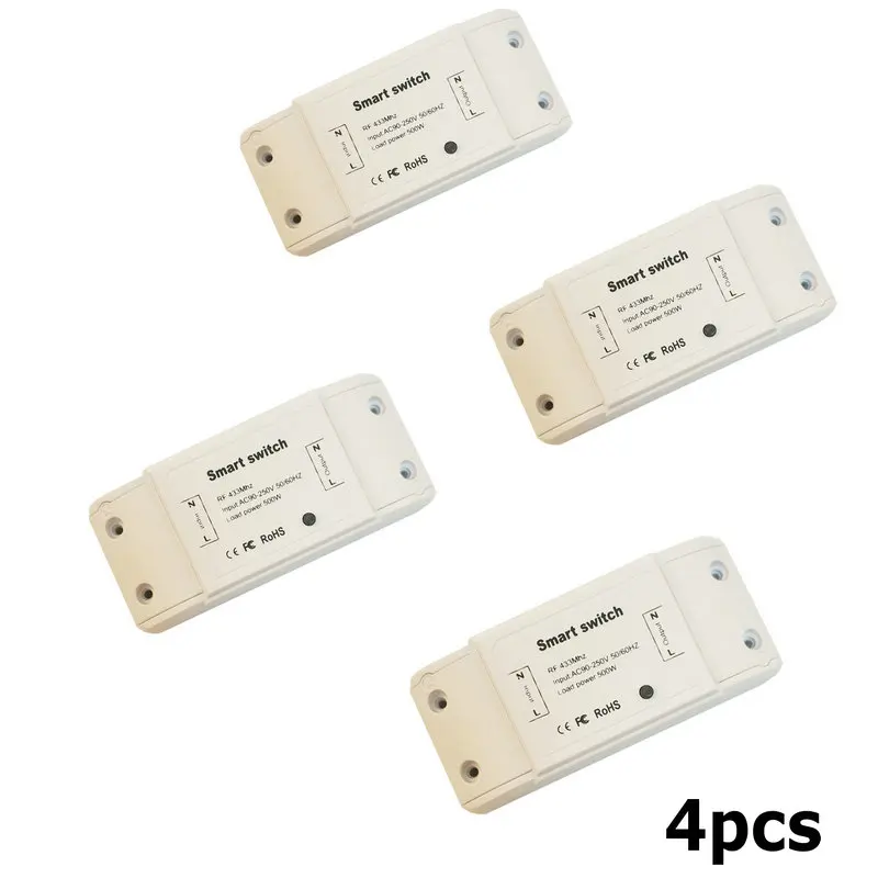 4x RF433 Receivers Беспроводной RF433 переключатель дистанционного управления модуль DIY Универсальный умный переключатель без функции wifi - Цвет: 4x RF433 Receivers