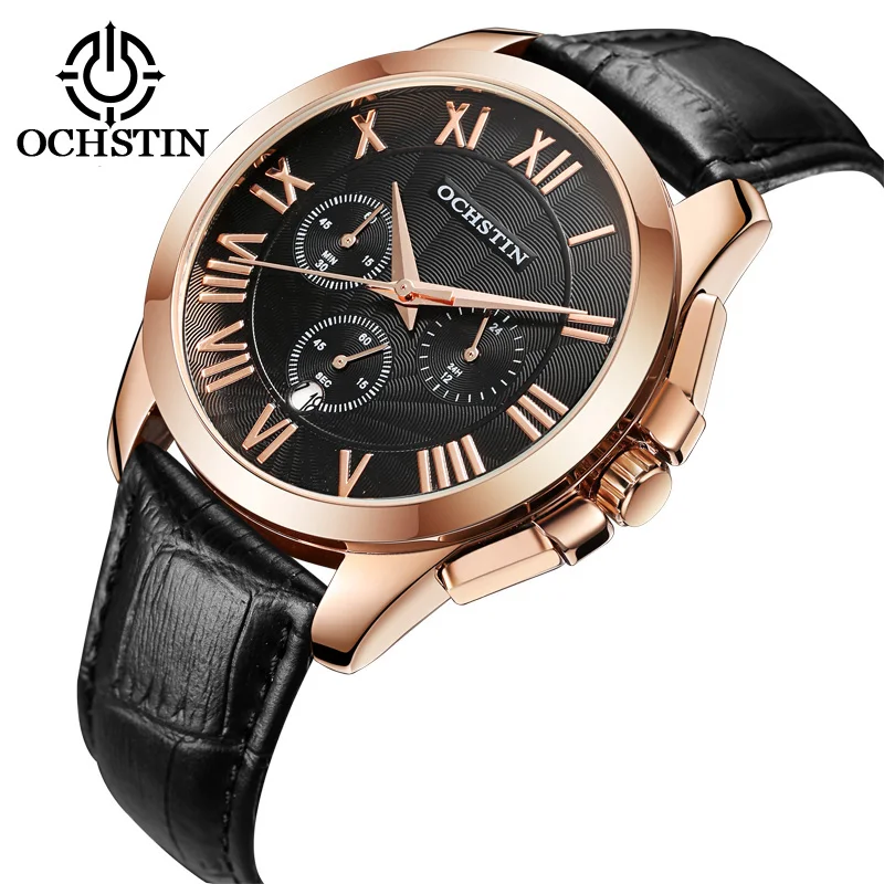 

2018 Men Watches Top Brand Luxury Auto Date Waterproof Chronograph Leather Quartz WristWatch Male Sport Clock Relogio Masculino