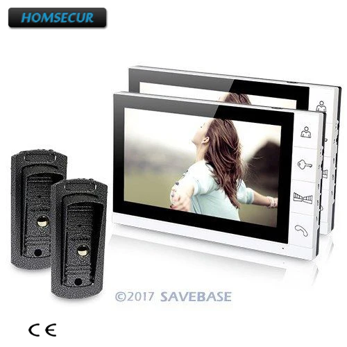 HOMSECUR Новый проводной видео дверной звонок Домофон 2 XCamera и 2X9 дюймов монитор|doorbell