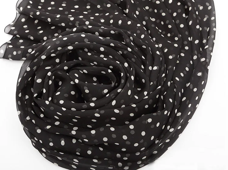 Женский зимний шарф в горошек черный или белый роскошный брендовый дизайнерский