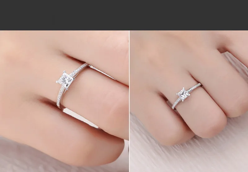 ANI 18 K Белое Золото(AU750) обручальное кольцо подлинное 0,4 CT Принцесса Cut Сертифицированный I/SI АЛМАЗ Anillos 1 ряд дрель дизайн ювелирные изделия