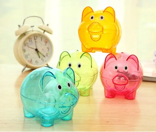 1PC Lovely Coin Piggy Bank Transparent Pig Money Box 10*7*8cm Saving Moneybox Gifts For Kid OK 0316 | Дом и сад