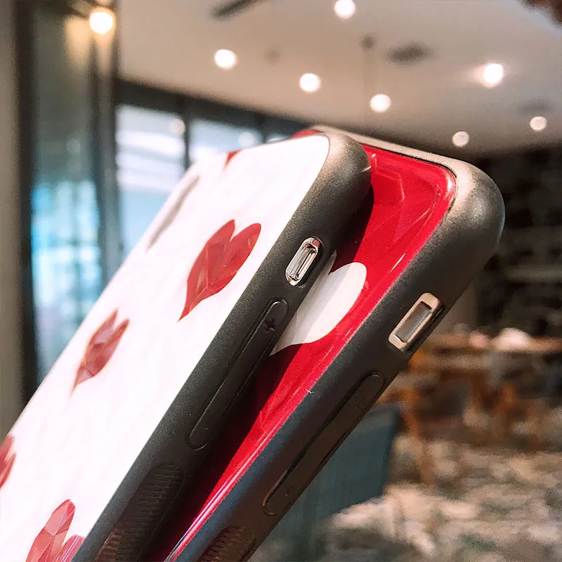 Tfshining Diamond glass Love Heart чехол для телефона iPhone XS Max XR 8 plus 7 6/6 S Plus Жесткий Чехол задней