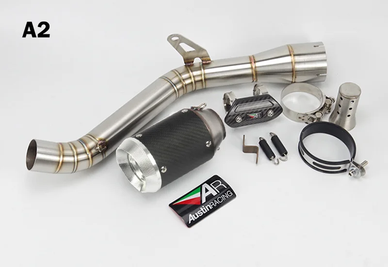 Set A2 Z900 Slip-on moto rcycle выхлопная связь средняя труба удалить катализатор с Остин гоночного побега moto для Kawasaki Z900 ninja 900 - Цвет: Set A2