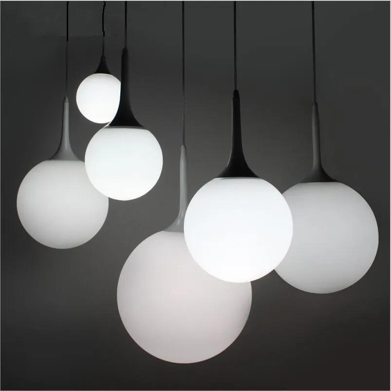 

Modern D15/20/30/40cm Simple Loft Milk White Ball Pendant light Lamp Milk White Glass suspended lamp for dining room cafe bar
