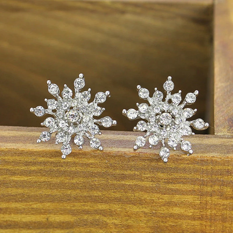 Женские Кристальные снежные чешуйки Bijoux массивные серьги-гвоздики для женщин