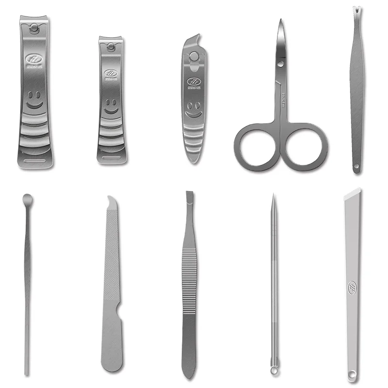 

10 PCS/Set Stainless Steel Nail Clippers Nail Scissors Manicure Set Nail Cleaner Grooming Kit Pedicure Nail Care Tools