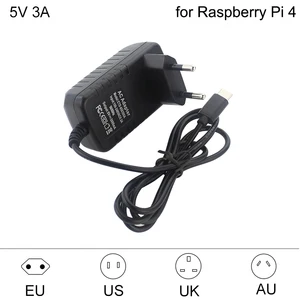 Блок питания для Raspberry Pi 4, USB C, 5 В, 3 А, адаптер питания для ЕС, США, Великобритании, Австралии, 100-240 В, зарядное устройство для Raspberry Pi 4, Модель B