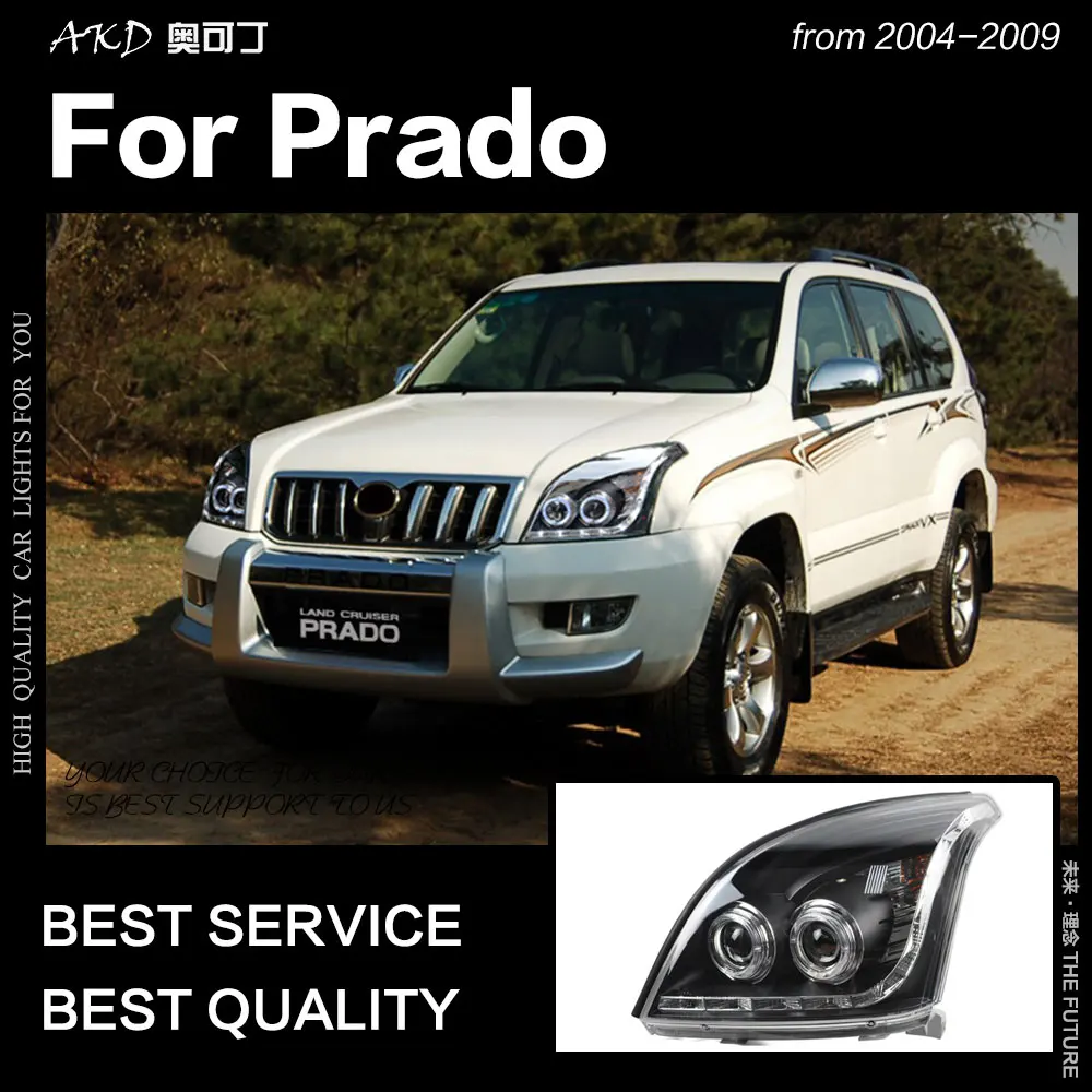 AKD автомобильный Стайлинг для Toyota Prado фара 2004-2009 светодиодный фонарь DRL Hid головной фонарь Ангел глаз биксеноновый луч аксессуары