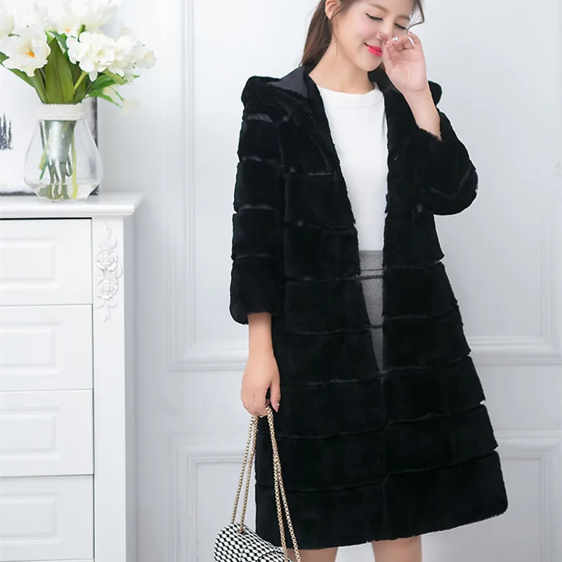 Женская зимняя куртка с капюшоном размеры 3XL 4XL VK3126|rabbit fur coat jacket|rex rabbit coatrex jacket |