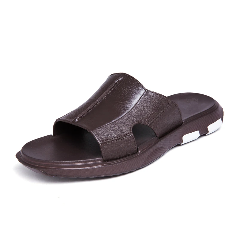 Летние Chinelo белые кожаные повседневные мужские тапочки модная мужская пляжная