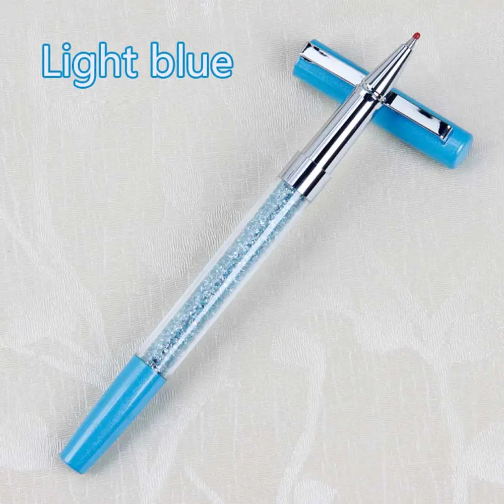 Light blue Креативная металлическая Алмазная Хрустальная Шариковая Ручка-новинка, ручка для подписи для студентов, подарок, школьные офисные принадлежности - Цвет: Light blue
