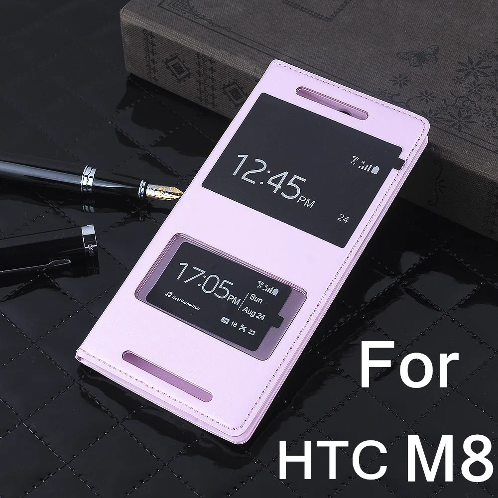 Умный двойной протектор для окон Роскошный кожаный флип чехол HTC ONE M8|leather case|case
