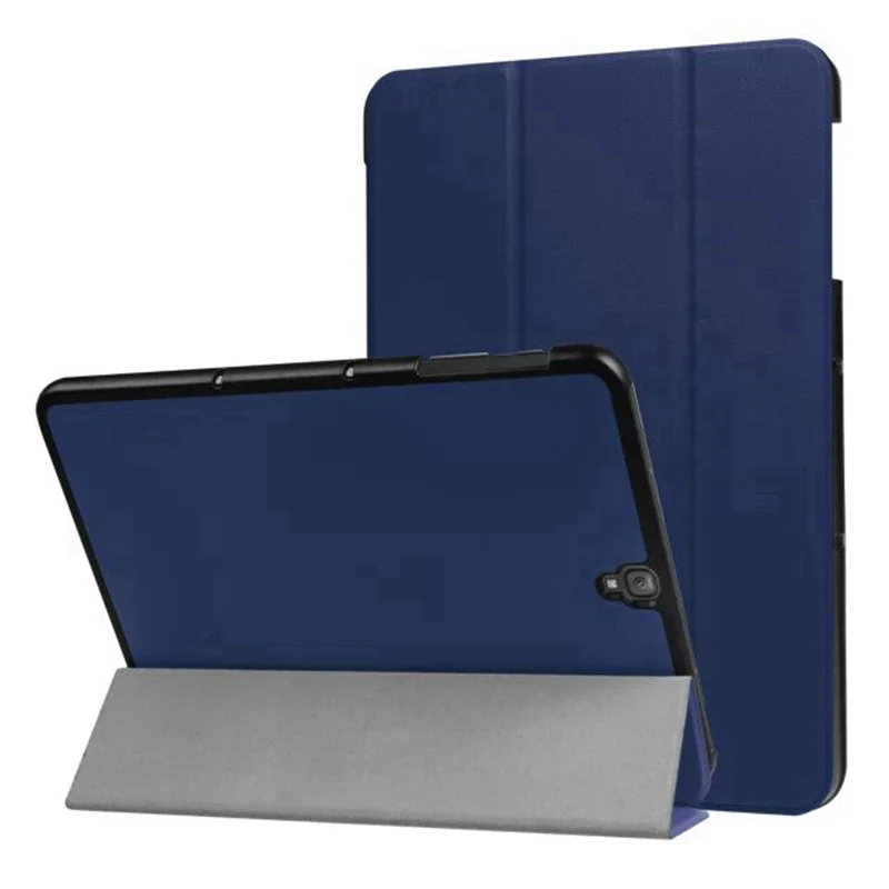 navy Тонкий Магнитный Флип 3 складной из искусственной кожи чехол для samsung Galaxy Tab S3 s3 9,7 SM-T820/T825/T829 9,7 дюймов чехол для планшета+ пленка+ ручка - Цвет: navy