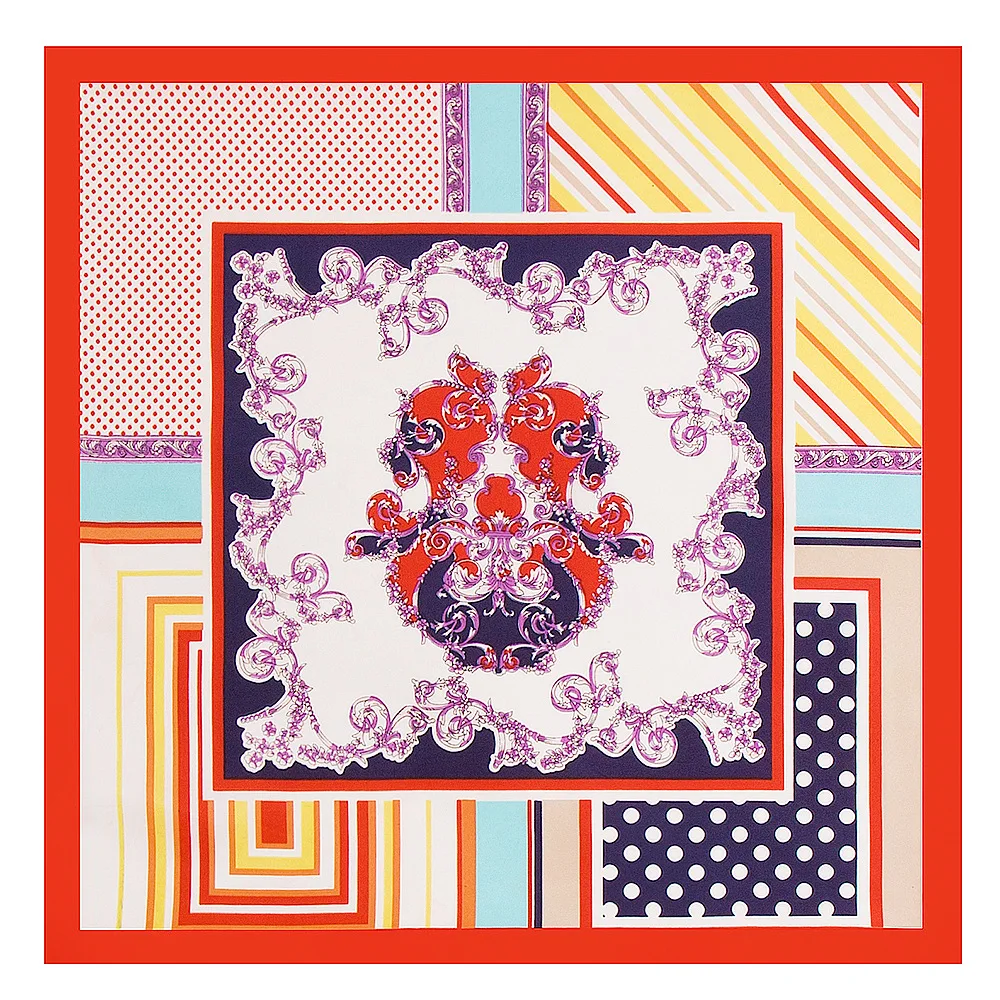 60 см * Саржевые шелковые Геометрические полосы маленькие женские шарфы