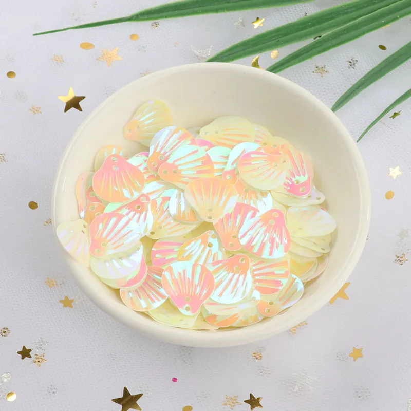 ISequins 200 шт 13 мм Sea Shell Форма пайетками DIY Швейные Украшение изделий Свадебный корабль, Для женщин ткань аксессуары - Цвет: AB Milk