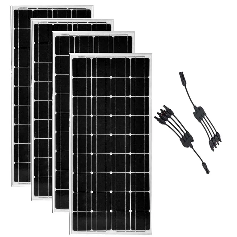 

Solar Panel 12v 100w 4 Pcs Panneaux Solaire 400 Watt Solar System For Home 4 in 1 Connector Motorhome Caravan Car Camp RV