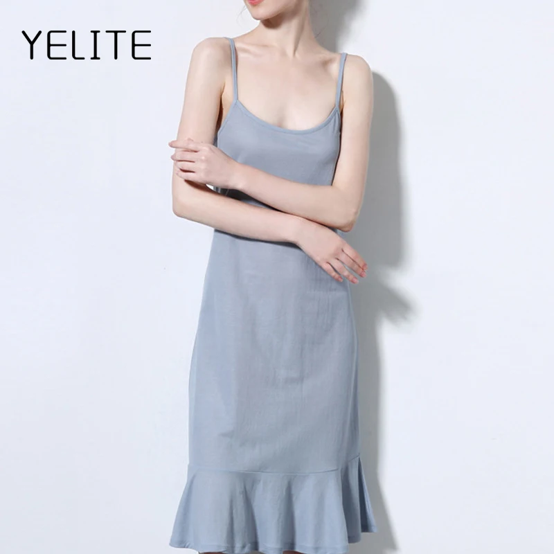Женское плиссированное платье YELITE повседневное пляжное на тонких бретельках в