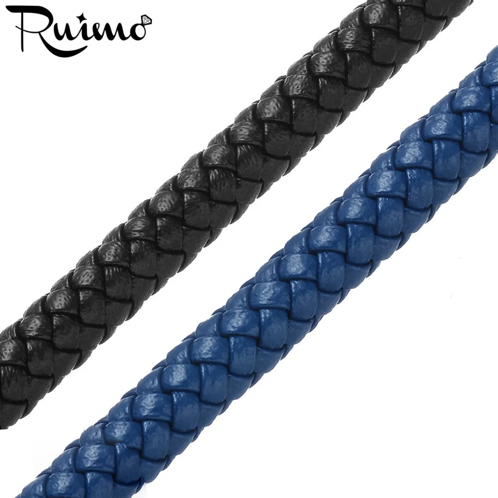Круглый супер оптоволоконный шнур RUIMO 6 мм плетеная черная Синяя кожаная веревка