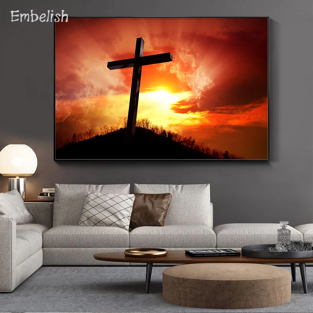 

Embelish 1 Pieces Hot Selling Jesus Cross HD Print On Canvas Paintings Modern Home Decor Wall Art Pictures For Living Room