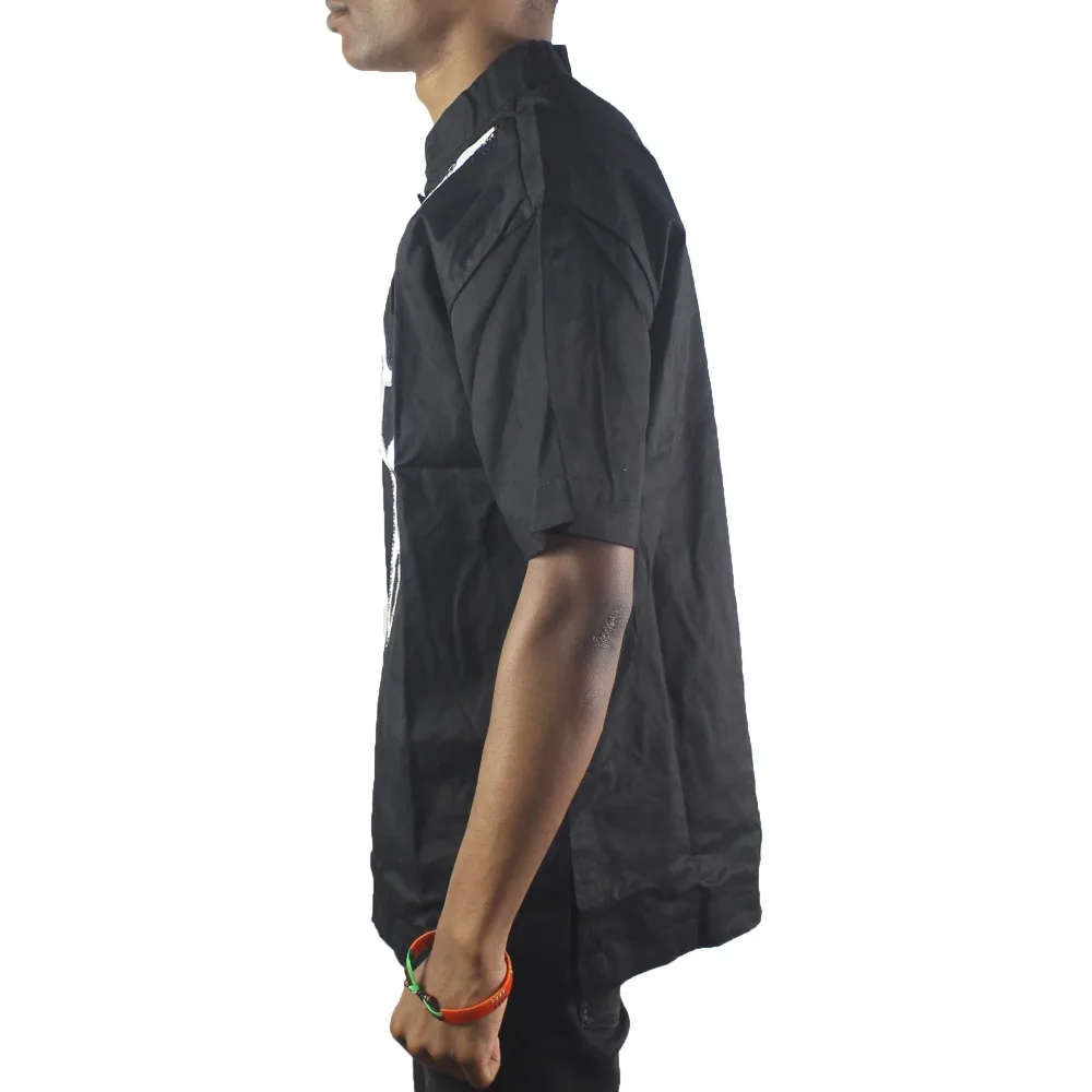 Черные Этнические вышитые мужские Дашики топы воротник стойка народные рубашки