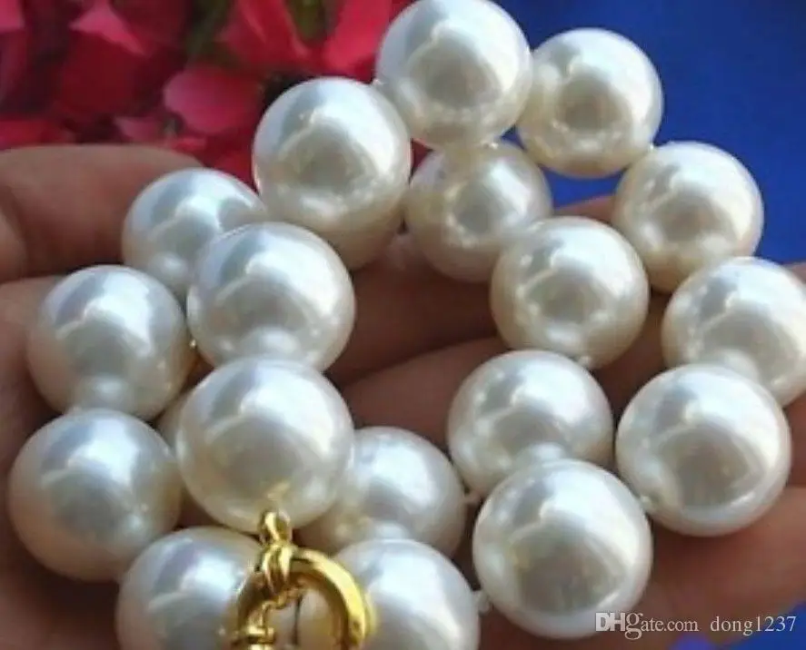 

Rare Huge 20mm south sea White Shell Pearl Necklace 18''AAA>>> free shipping