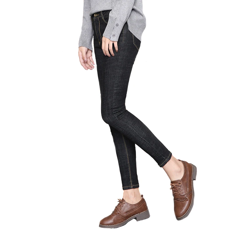 Женские джинсы Weweya с высокой талией женские высокоэластичные черные потертые