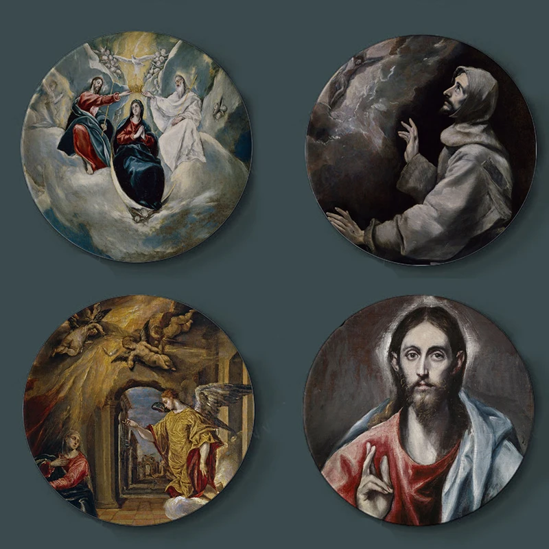 

Декоративная тарелка El Greco price, декоративная тарелка для Мадонны, церкви, дома, настенная наклейка, тарелка, испанская картина Ренессанса