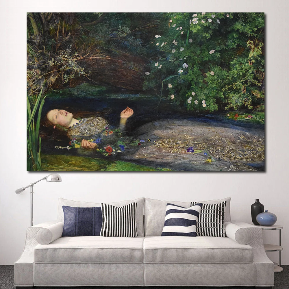 JQHYART Джон Эверетт Millais изображающий сцену утопающей стены хамлетта льва филии
