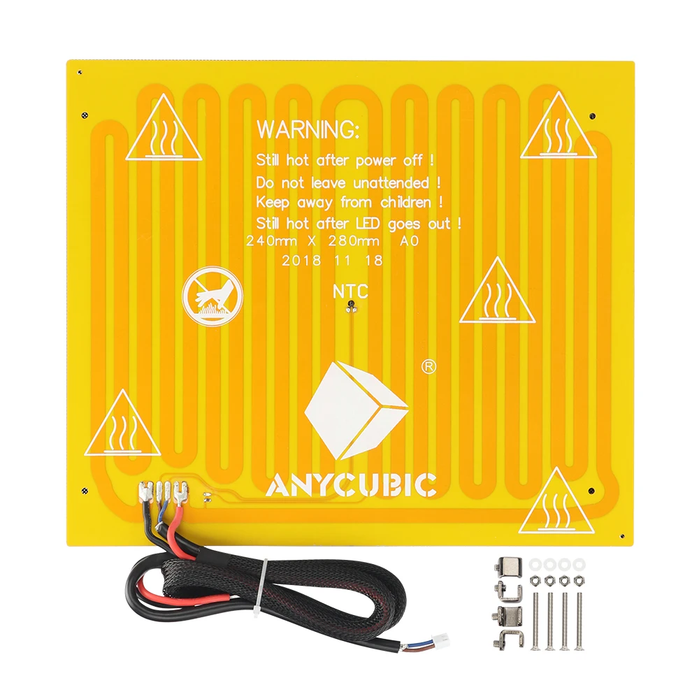 ANYCUBIC 4max pro 3D принтер ultracase Горячая кровать комплект с подогревом кровать печатная платформа с алюминиевым основанием 280x240 мм