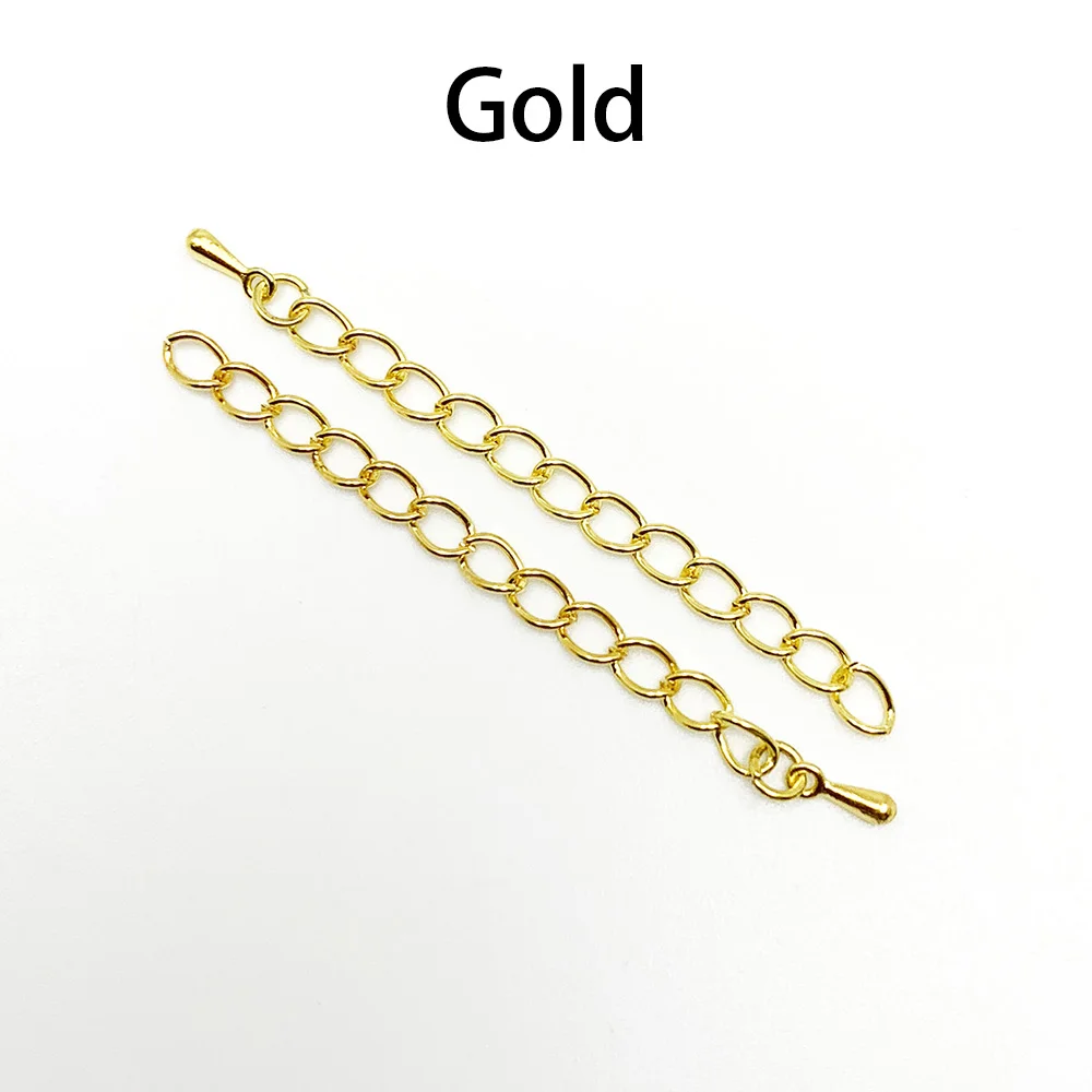 Gold 20 шт./лот, 50 мм, 70 мм, бусины в форме капли воды с расширенным удлинителем, хвостовая цепь, коннектор, принадлежности для изготовления ювелирных изделий DIY - Цвет: Gold