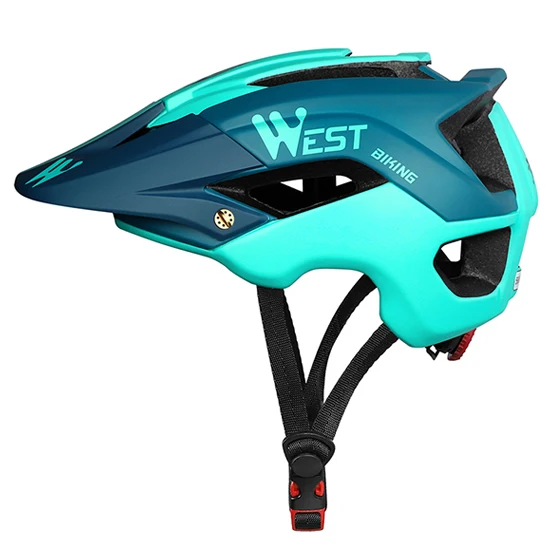 Peacock Blue West biking Сверхлегкий дышащий шлем для езды на велосипеде регулируемый ремень дорожный велосипед MTB спортивный велосипедный защитный шлем - Цвет: Peacock Blue