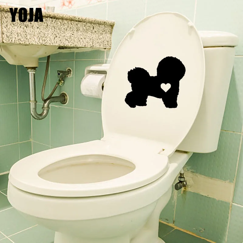 YOJA 21 1*17 8 см собаки Bichon Frise любящее сердце наклейки для унитаза стены Стикеры