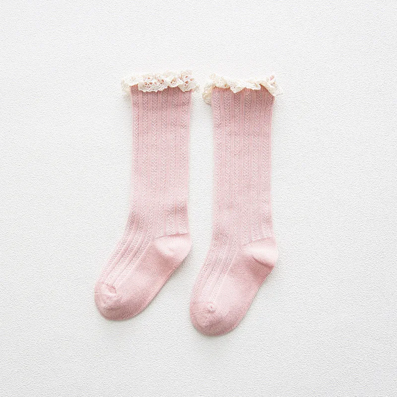 Calcetines hasta la rodilla con encaje para ni&ntilde;os, medias con volantes, de princesa, calentadores de piernas de algod&oacute;n, env&iacute;o gratis-3