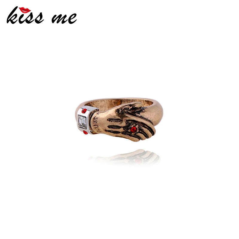 Бренд KISS ME Винтажное кольцо новый дизайн антикварные маленький золотого цвета