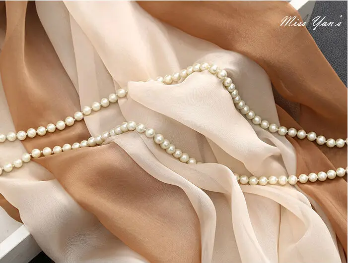 Женский шарф из натурального шелка кофейный градиентный сезон весна-лето-зима 2017