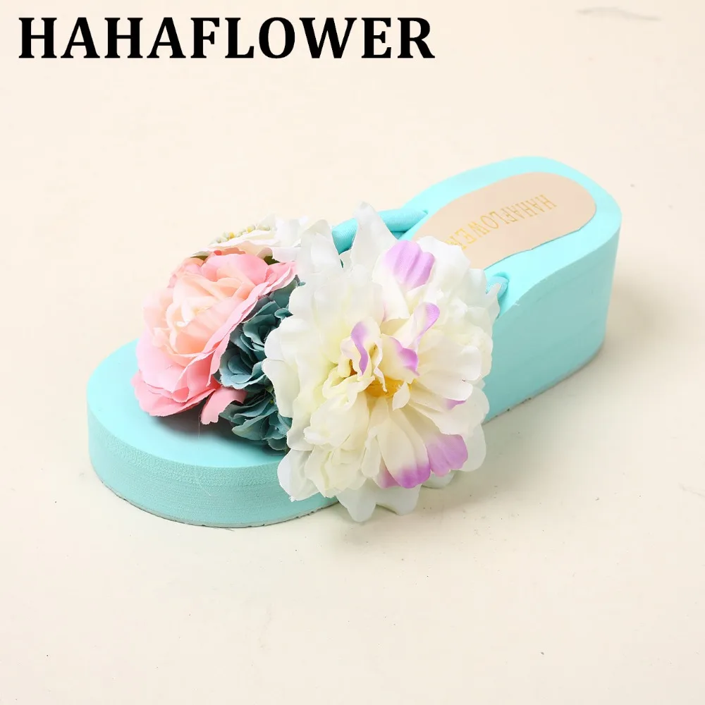 

HAHAFLOWER Women Slippers High Thick Heel Sandals Platform Ladies Wedges Flip Flops Thick High Heels Summer Sandals