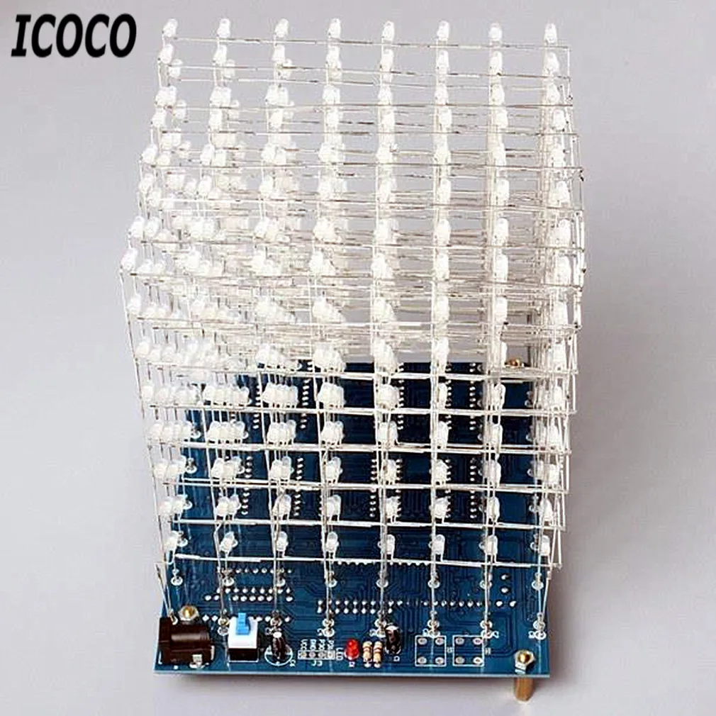 3D Квадрат DIY светодиодный куб комплект 8x8x8 3 мм синий светильник электронная
