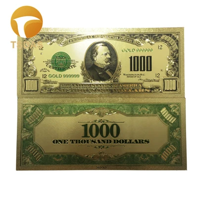 1918 year 1000 USD 10 шт./лот Золотая банкнота США 1 миллион долларов банкноты в 24K позолоченные цветные для коллекционного подарка - Цвет: 1918 year 1000 USD