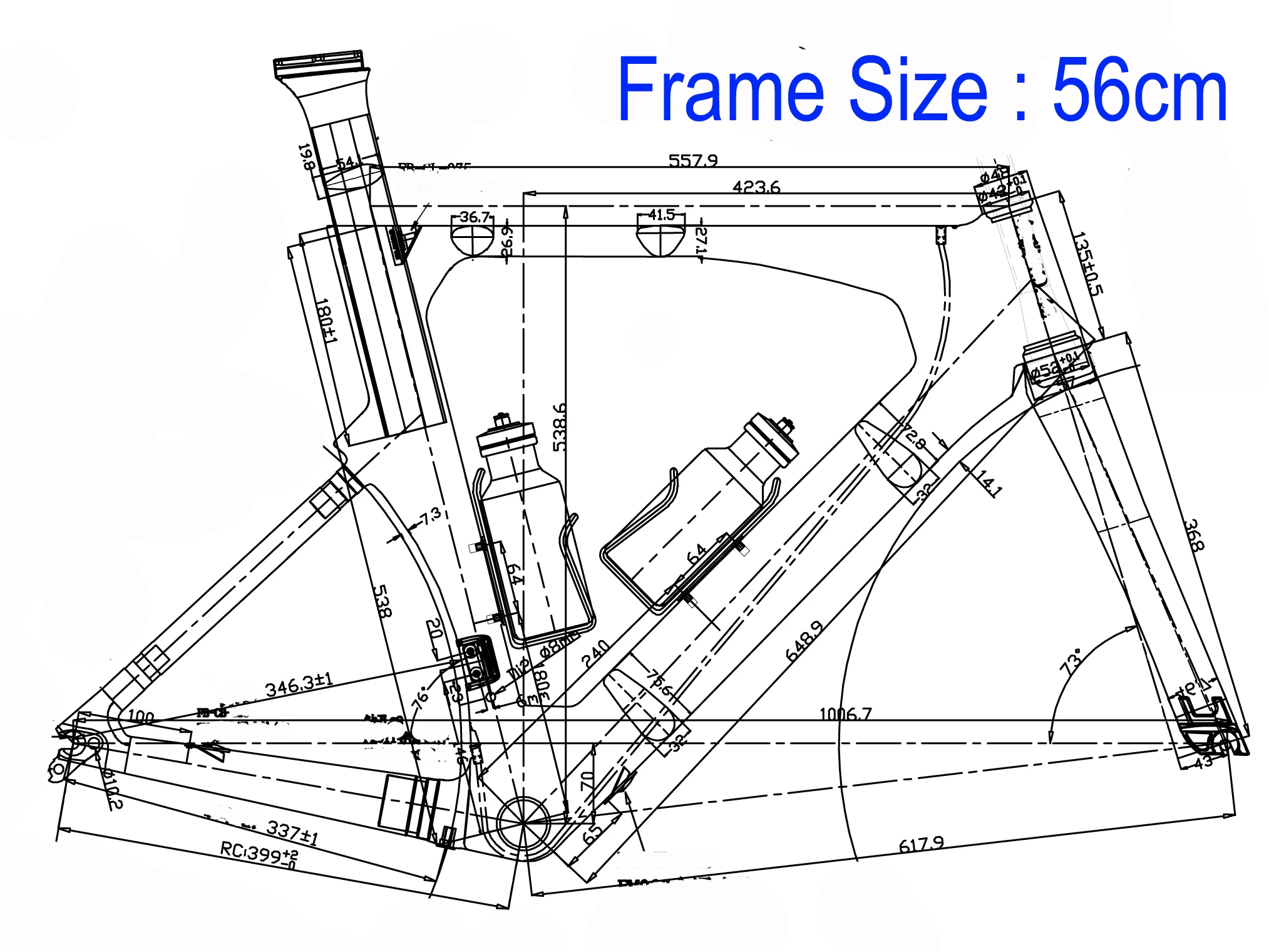 Полностью карбоновая велосипедная рама UD матовая для триатлона 56