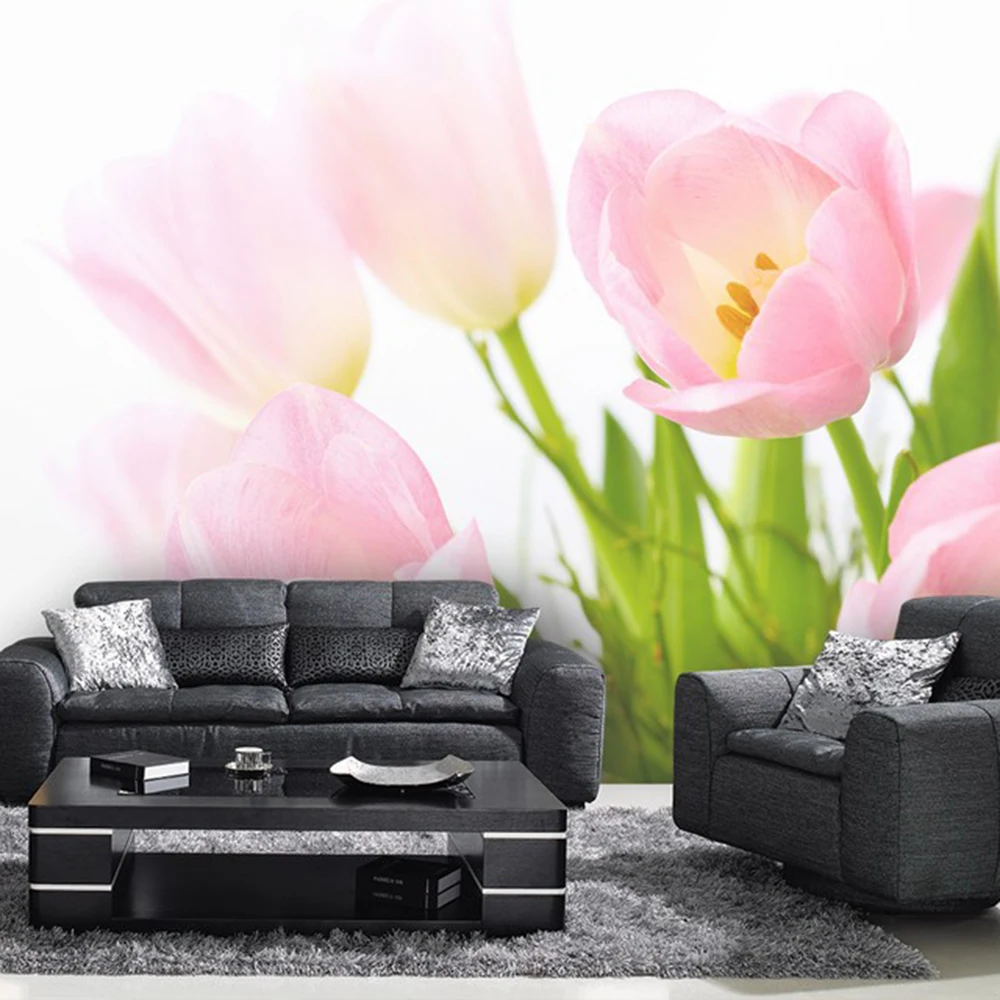 Красный цветок тюльпан Гостиная фоне 3D росписи обоев Фотообоев 3d PAPEL де сравнению