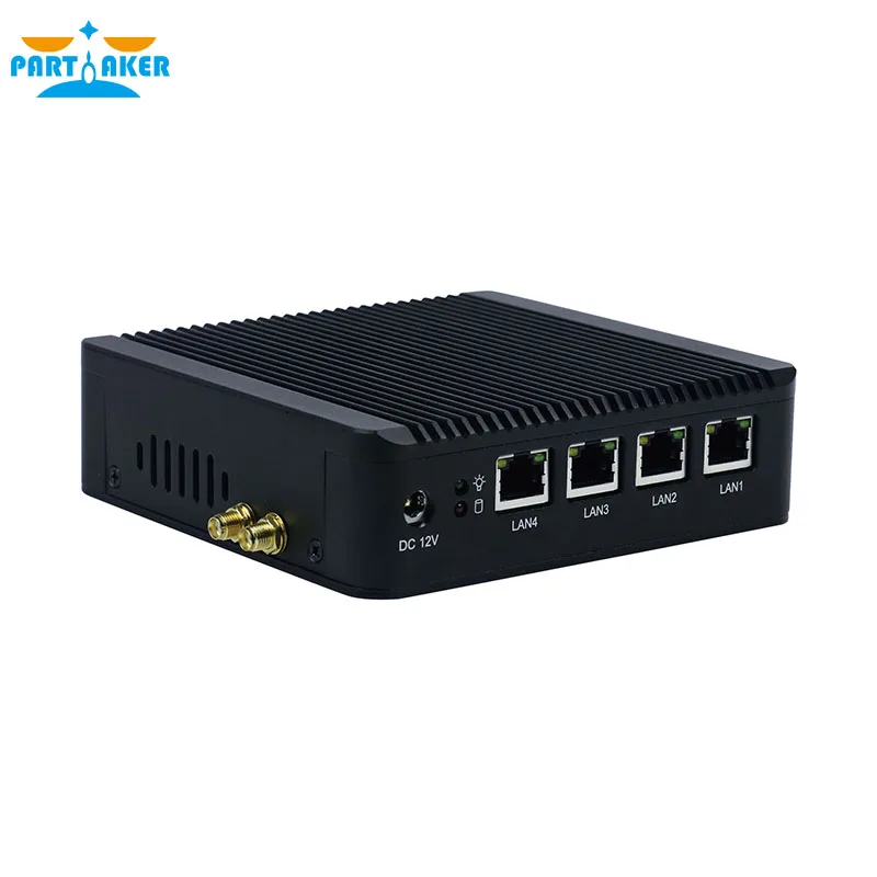 Мини ПК parмягкий четырехъядерный без вентилятора 4 * Intel Gigabit Lan порт поддержка 3G/4G