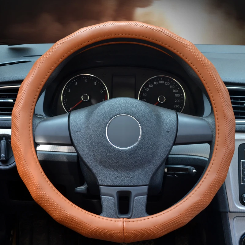 Car Steering Wheel Cover Genuine Leather Wear resistant Styling Braid on The Steering-wheel Automotive Accessories | Автомобили и