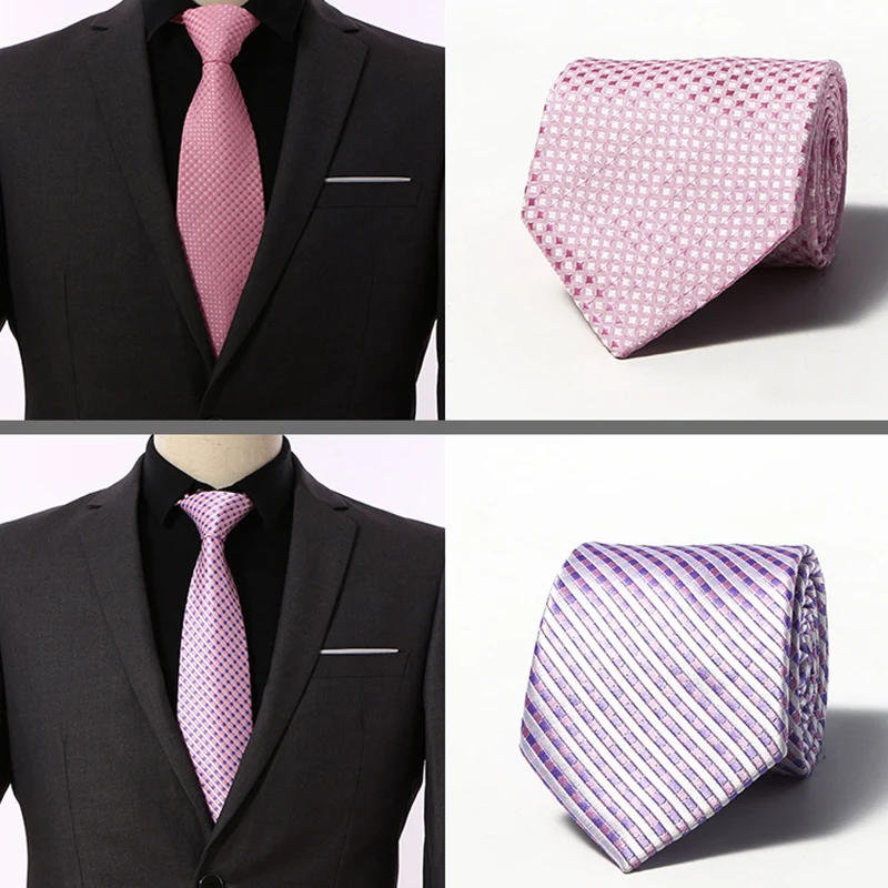 

Fashion Plaid Tie Men's Striped Ties 8 cm Necktie Black Neck Tie For Formal Business Groom Wedding Party Accessory