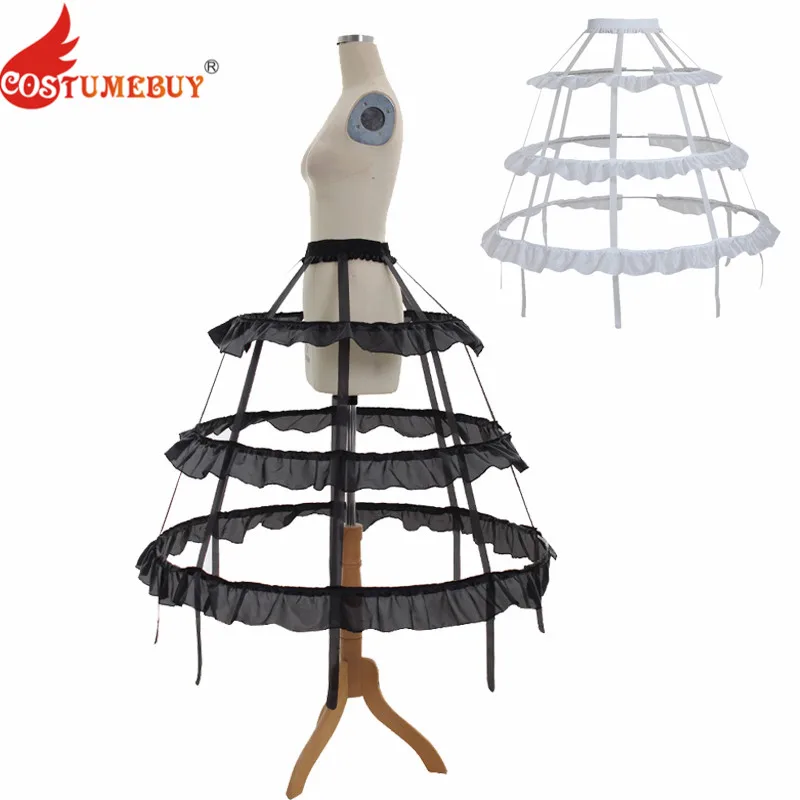 

CostumeBuy Women Cosplay Lolita Prom Dress Petticoat 3 Hoop Crinoline Cage Bustle Victorian ROCOCO Pannier Accessories 2 Colors