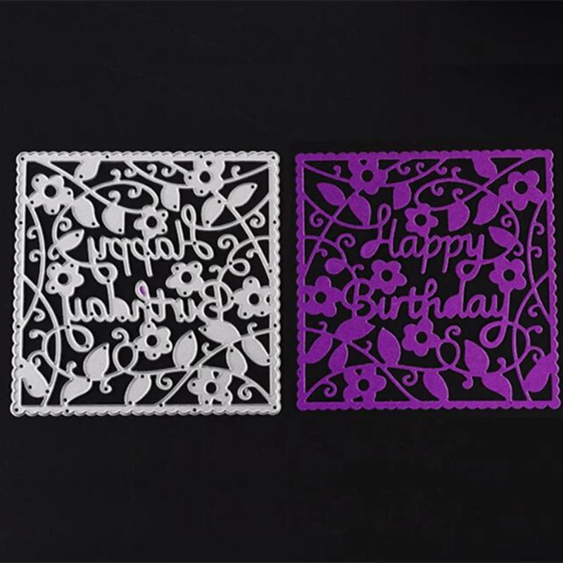 

SCD111 Happy Birthday Frame Metal Cutting Dies For Scrapbooking Stencils DIY Album Cards Decoration Embossing Folder Die Cutter