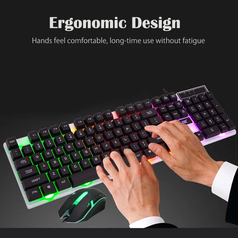 K280 USB Wired Computer Keyboard Standard 104 Keys Ergonomic PC with Russian Sticker Rainbow LED Backlight for Desktop | Компьютеры и